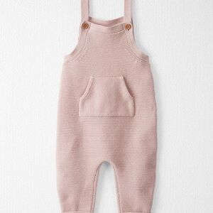 Kids Pink Knit Overalls